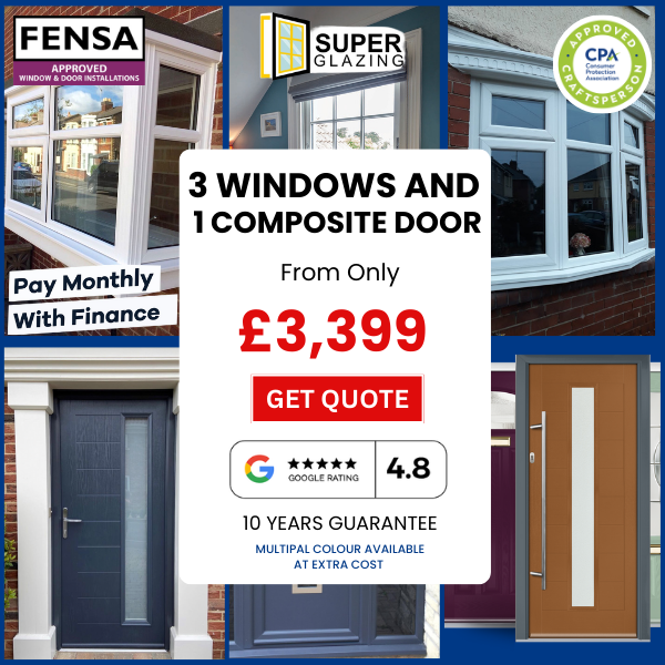 3 windows and 1 composite door